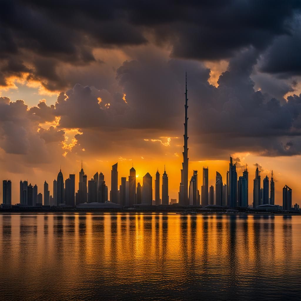Dubai Sunset Panorama in Fine Art Photography Style