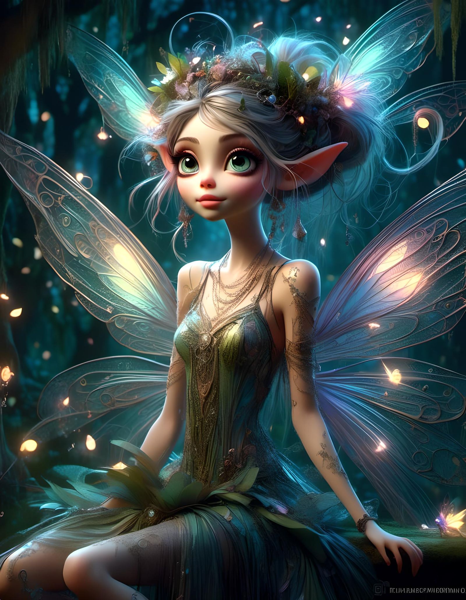 Ethereal Woodland Fairy Queen in Moonlight