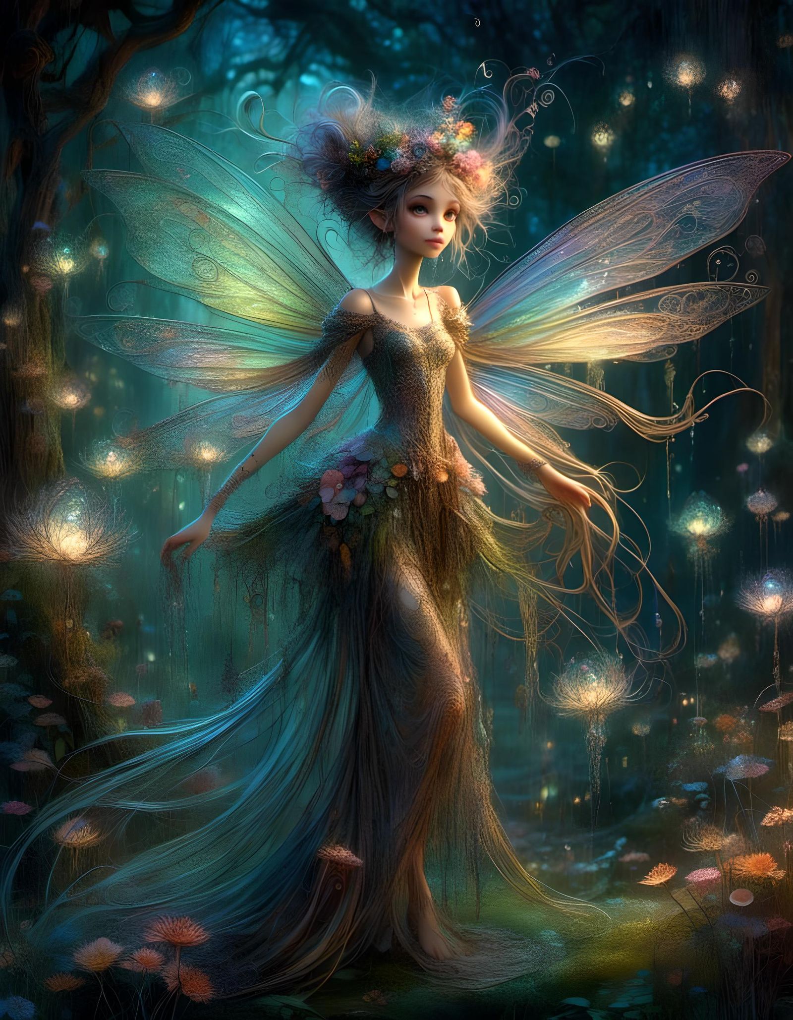 Ethereal Woodland Pixie Queen in Spring Moonlight