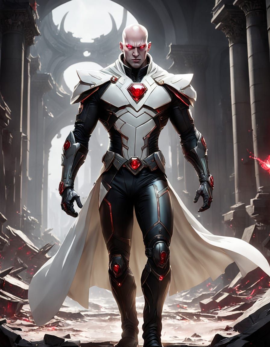 Cybernetic Android Avenger in All-White Armor