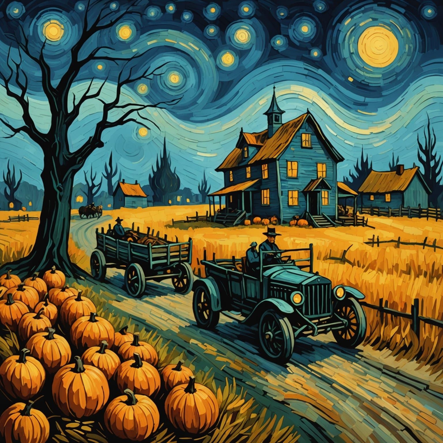Haunted Hayride in Van Gogh Style