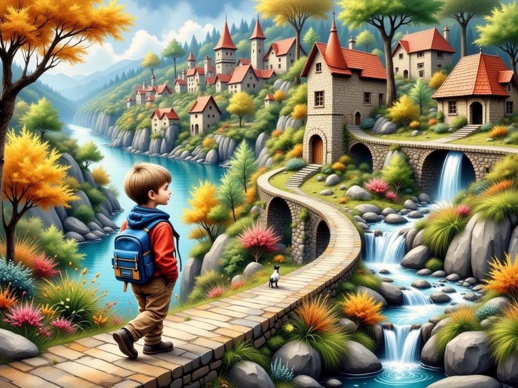 Adventurous Boy's Journey Through Magical Fairyland
