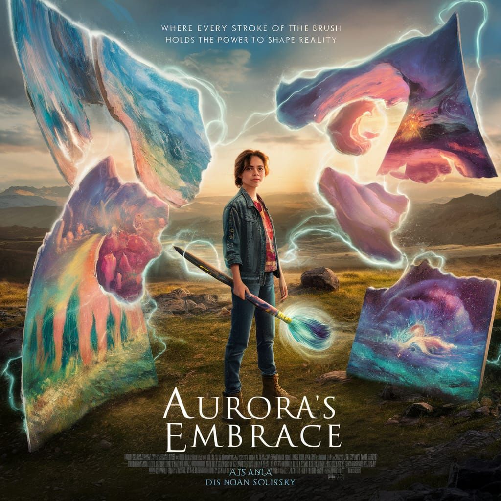 Aurora's Embrace: Movie Poster with Living Paintings