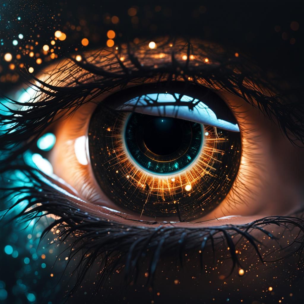 Constellation Eye in Bioluminescent Galaxy, Digital Art