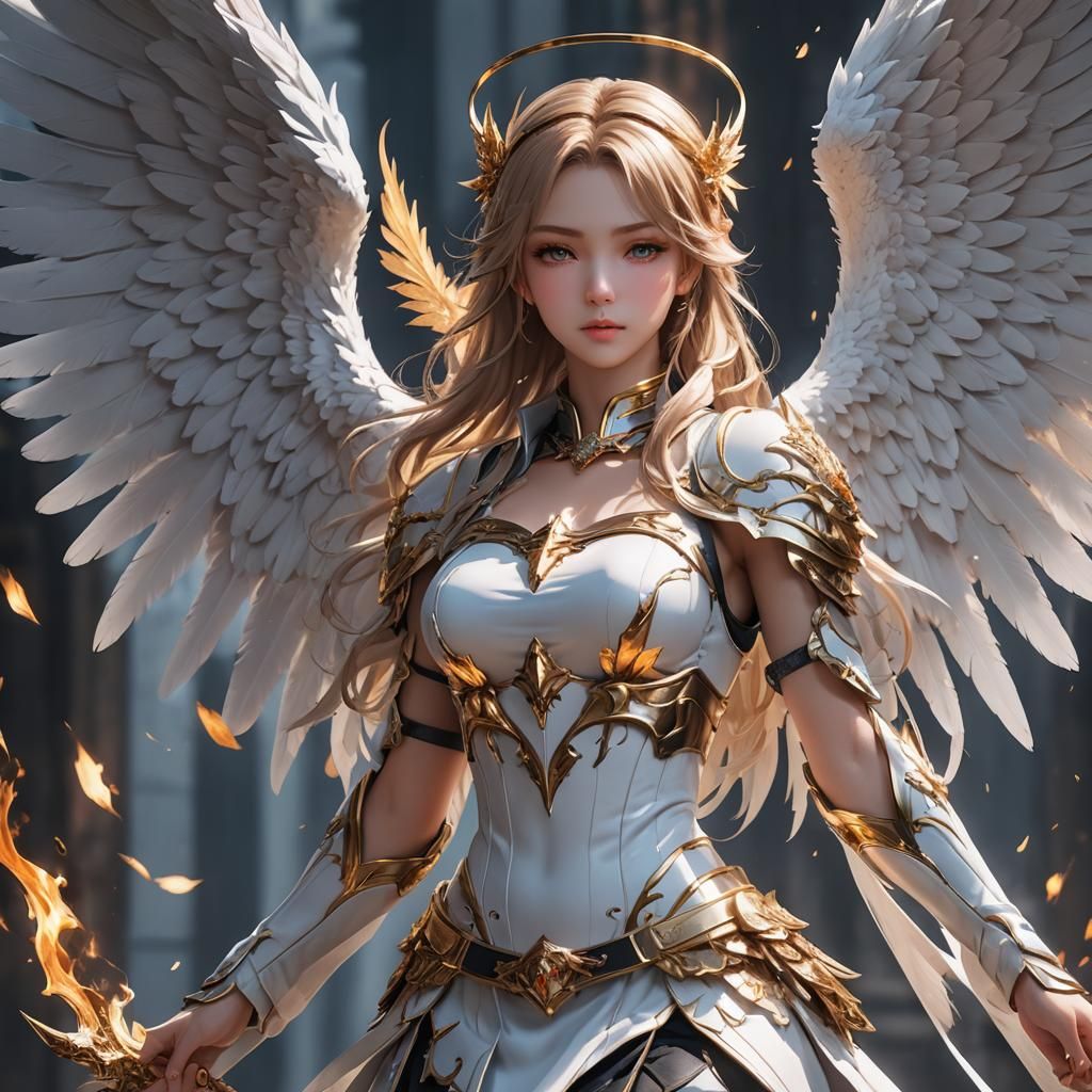 Anime-Style Hot Angel in 3D Digital Art