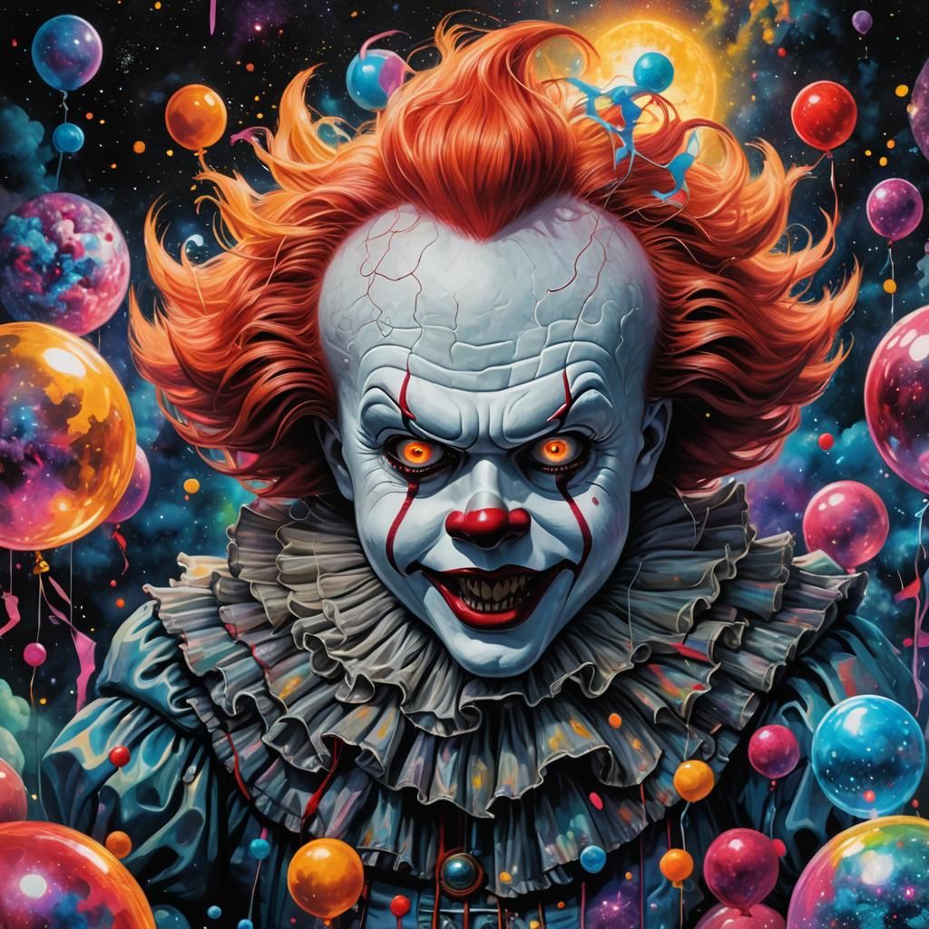 Pennywise in Holographic Cosmic Astral Illustration