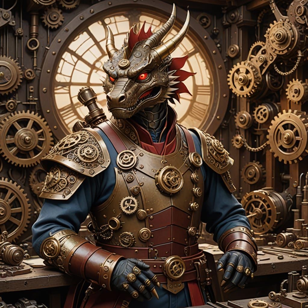 Steampunk Mushu Dragon in Gears Workshop