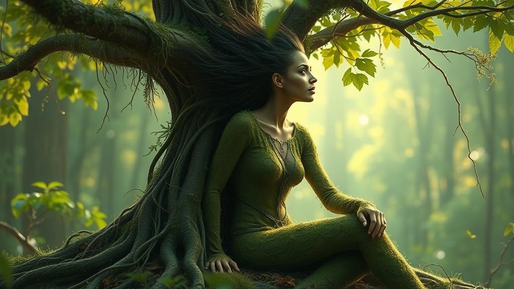 Mystical Nature Portrait: Woman as Part of Tree