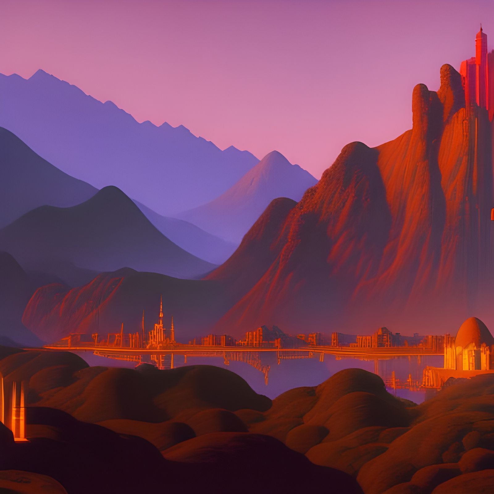 Fantastical Ruby City: Matte Painting in Deep Color