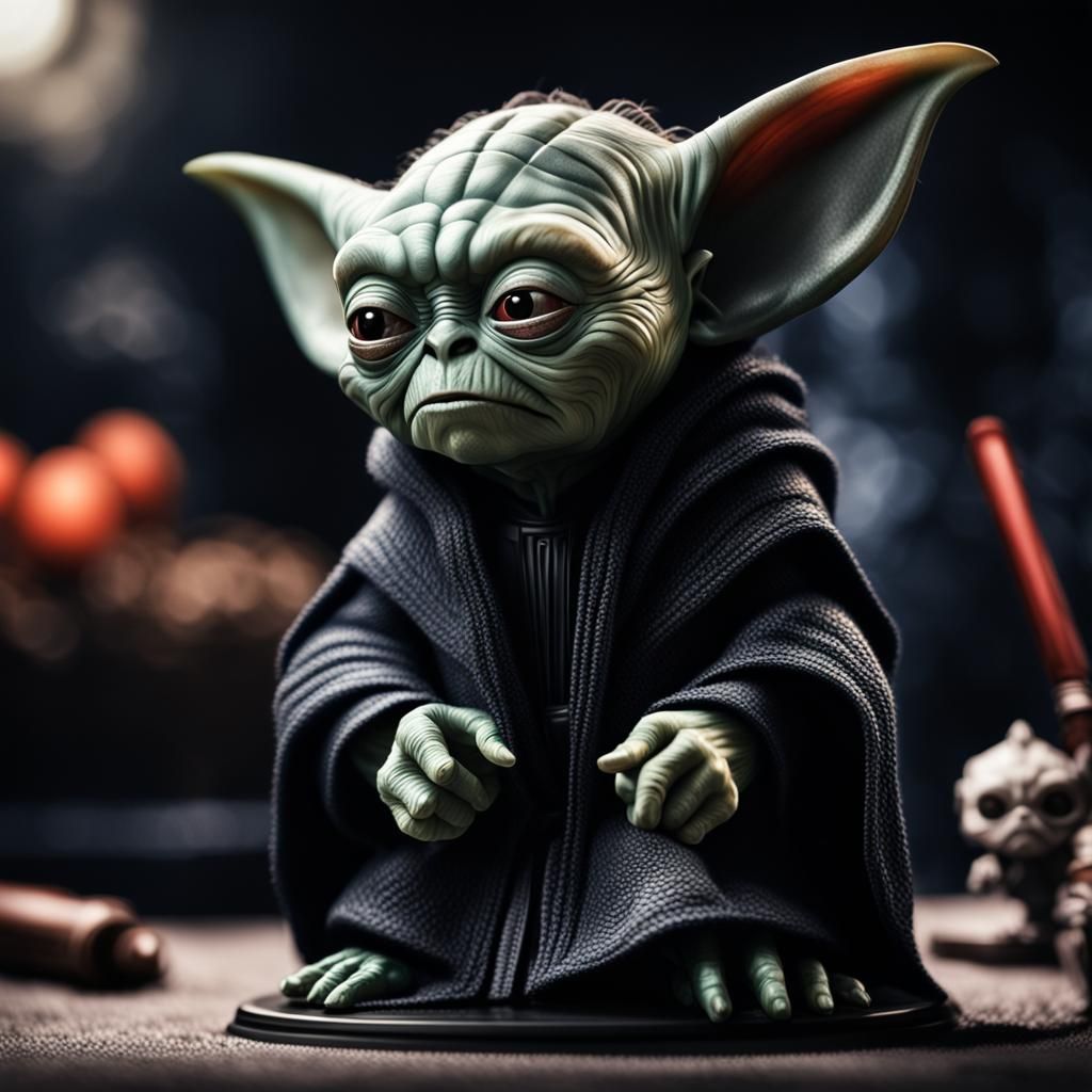 Dark Side Grogu and Palpatine: Hyperrealistic Detail