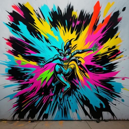 Colorful Graffiti Art of Dancing Lady