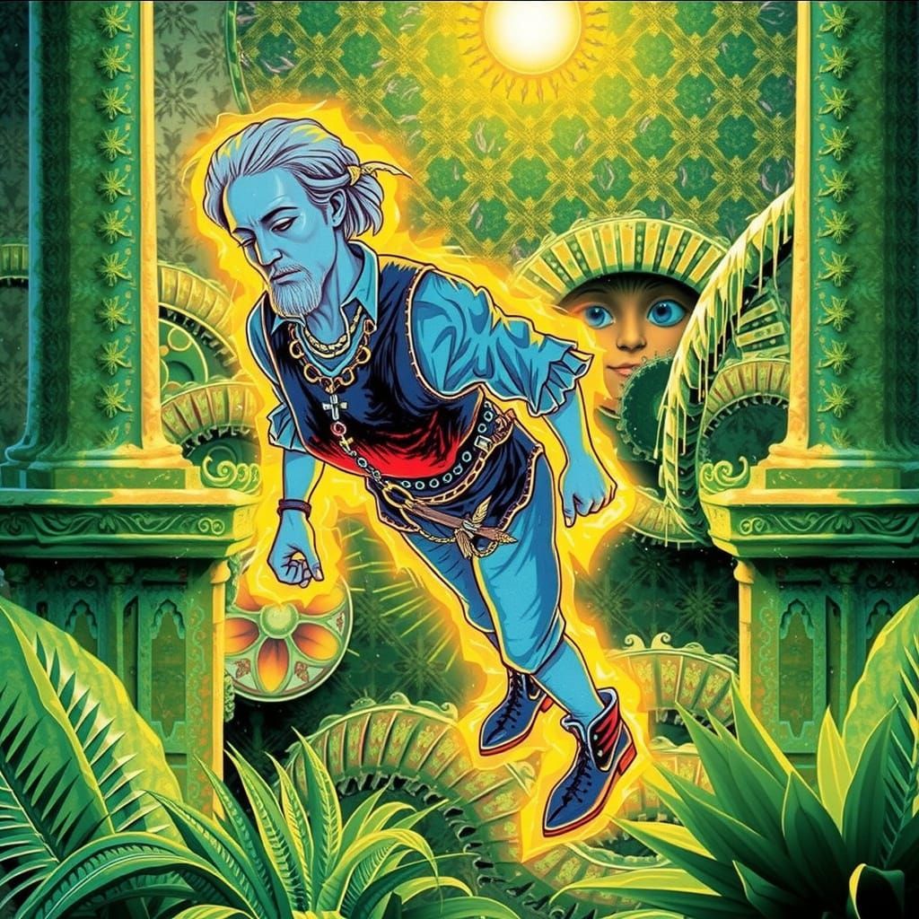 Pirate with Souls in Folk Art Style