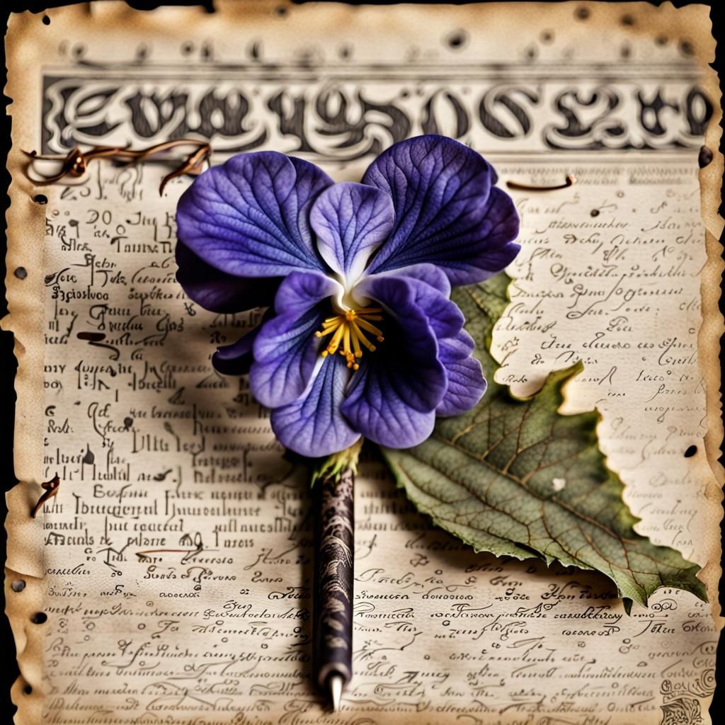 Elegant Violet Boutonniere on Gothic Newspaper