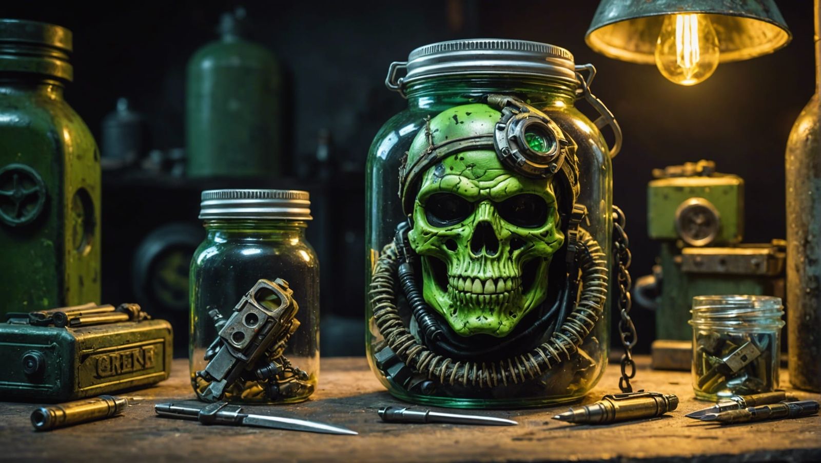Post-Apocalyptic Marine Head in Jar