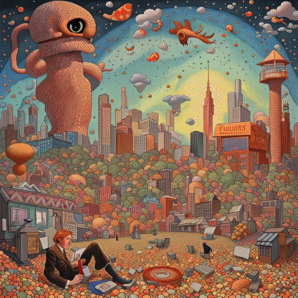 Wasteland Fairy Tale: Pointillism Meets Dystopian Vision