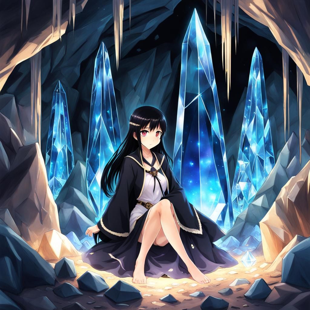 Girl in Crystal Cave, Anime Style