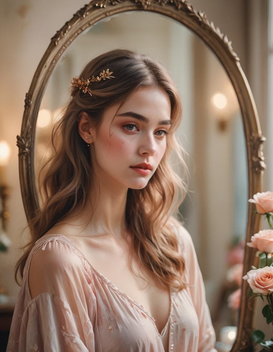 Dreamy Girl Portrait in Watercolor Impressionist Style