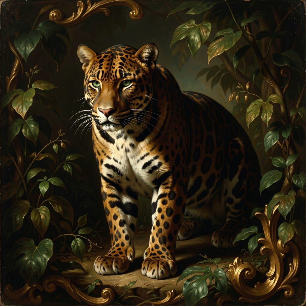 Majestic Jaguar in Baroque Art Style