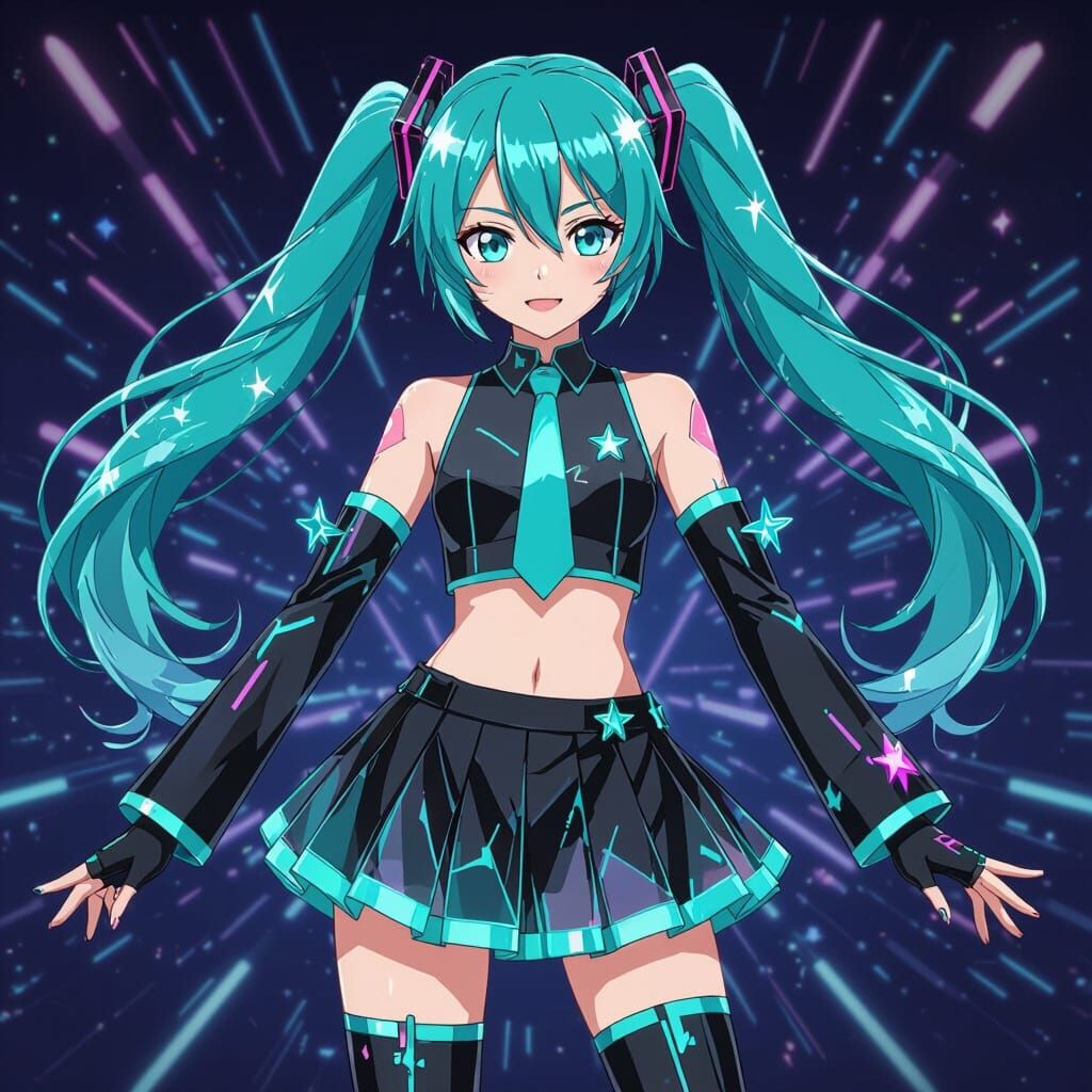 Hatsune Miku in Futuristic Muse Dash Outfit