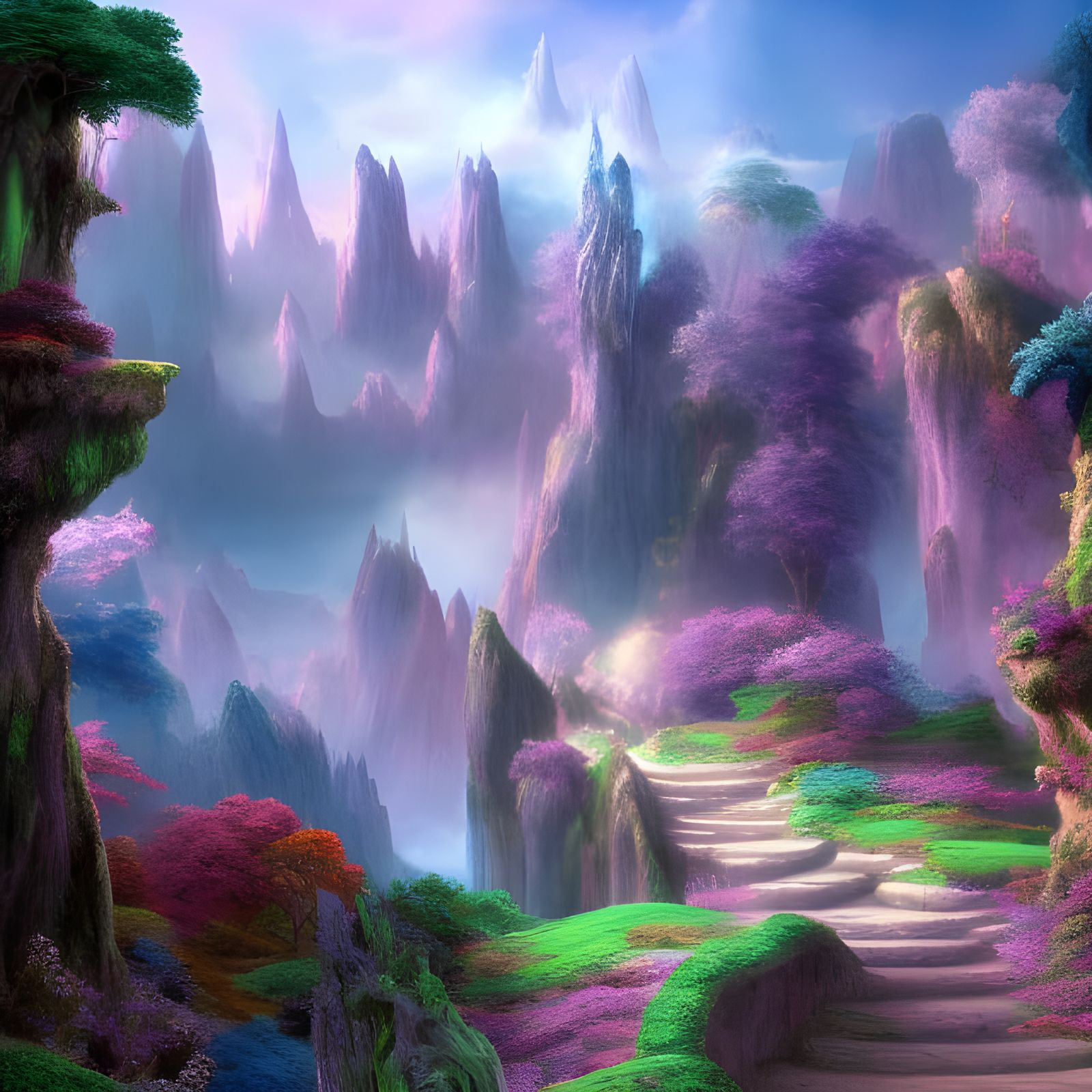 Ethereal Unicorn in Hyperdetailed Fantasy Landscape