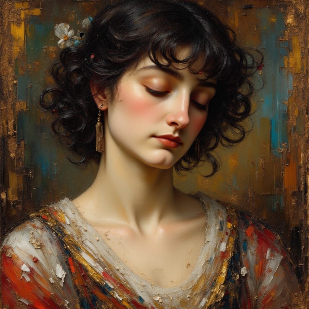 Demure Lady: Oil Portrait in Caravaggio Style