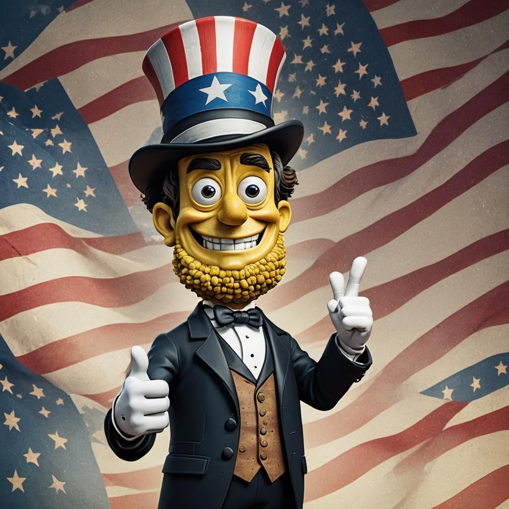 Lincoln Spongebob Hybrid in Pixar-Style 3D Art