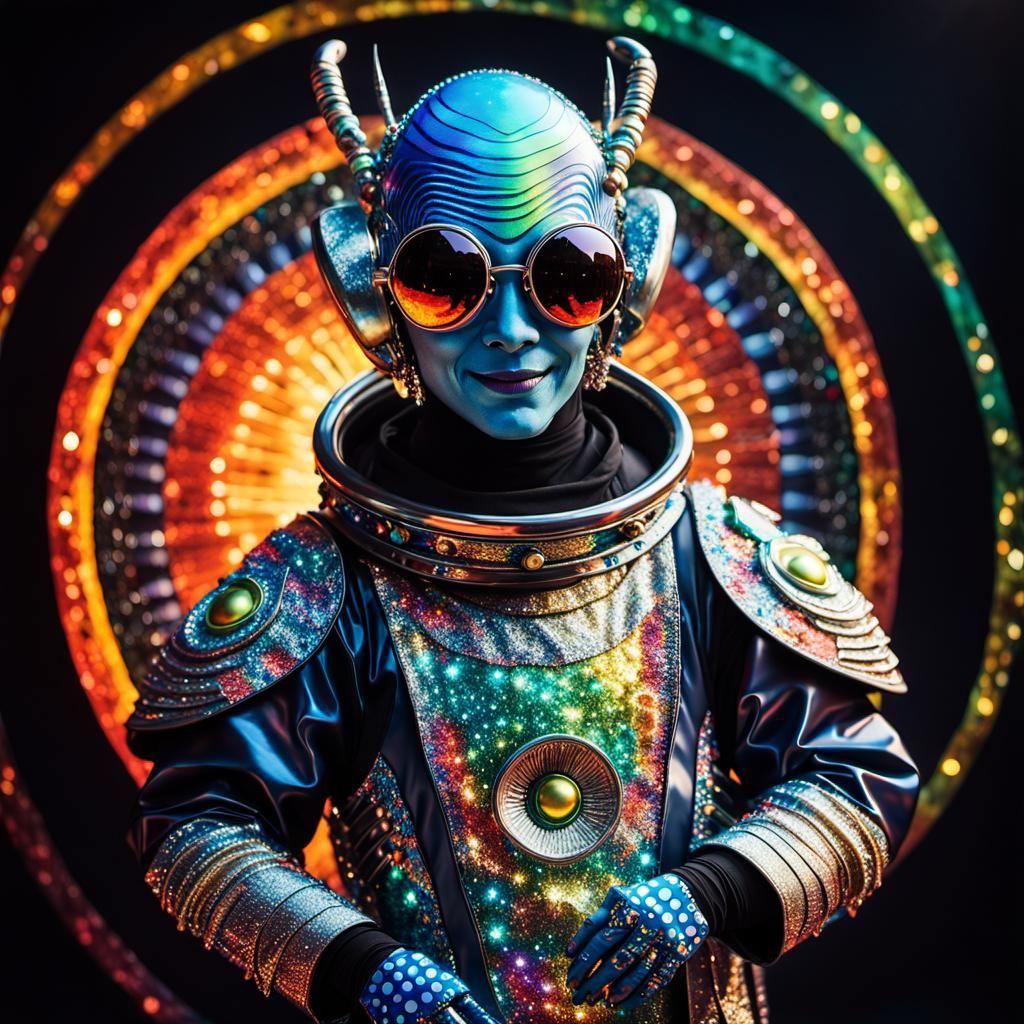 Glamorous Alien Kabuki in Psychedelic Art Style