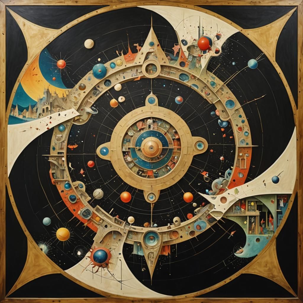 Elegant Science Fiction Mural in Art Deco Style