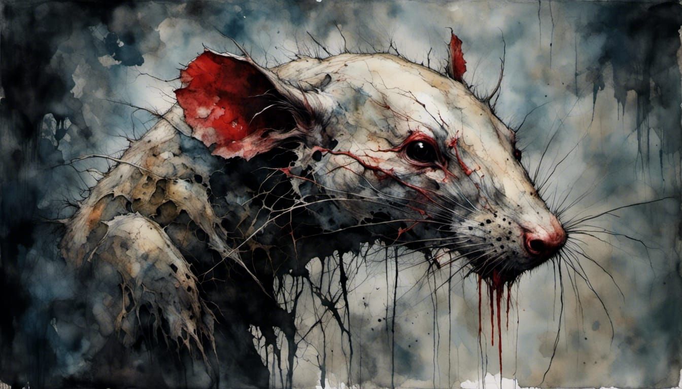 Menacing Undead Rat with Red Eyes