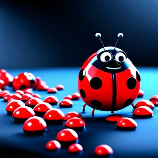 Happy Ladybug in Pixar 3D Style