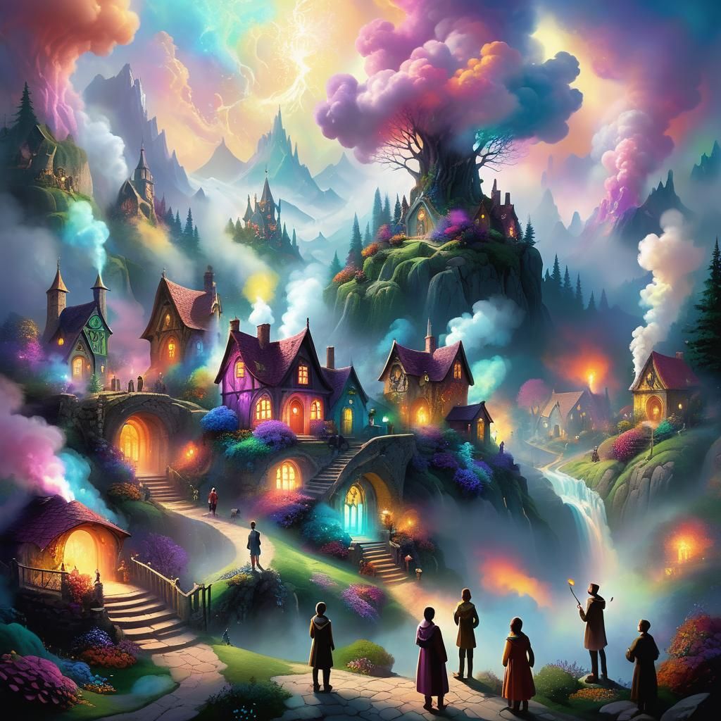 People with Auras in Dreamscape: Fantasy Art
