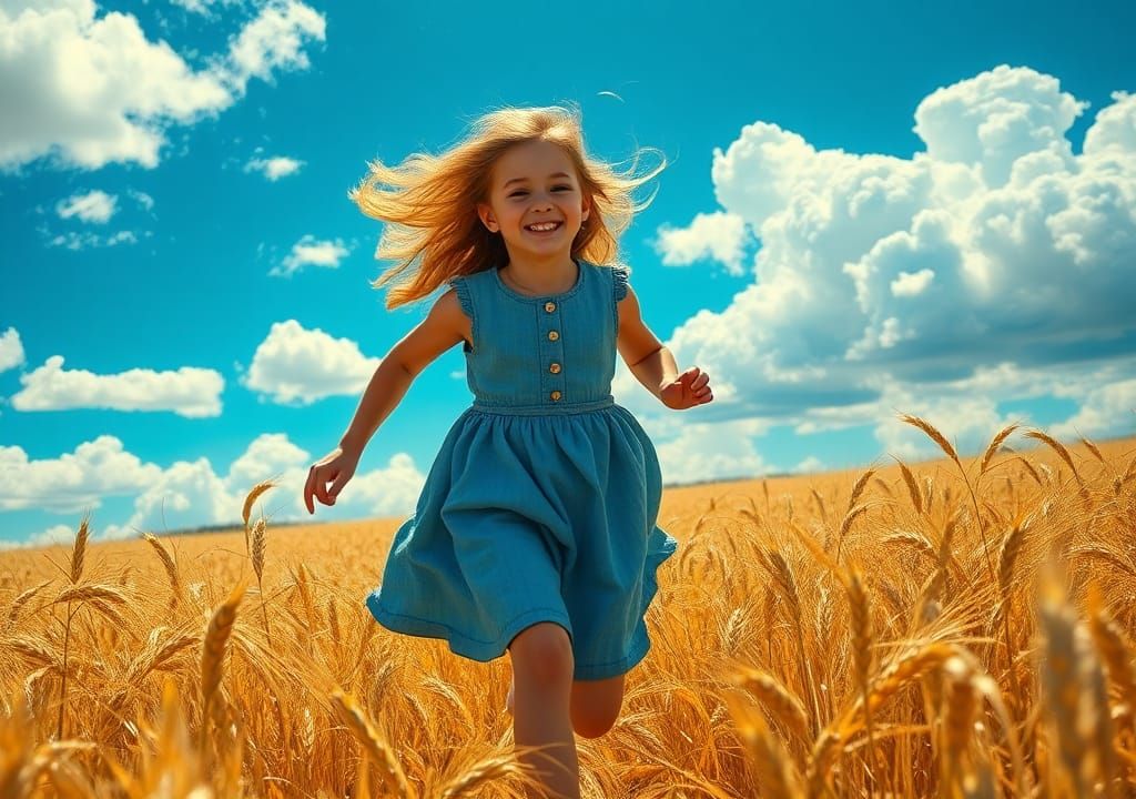 Girl in Wheat Field: Van Gogh-Style Fantasy Art