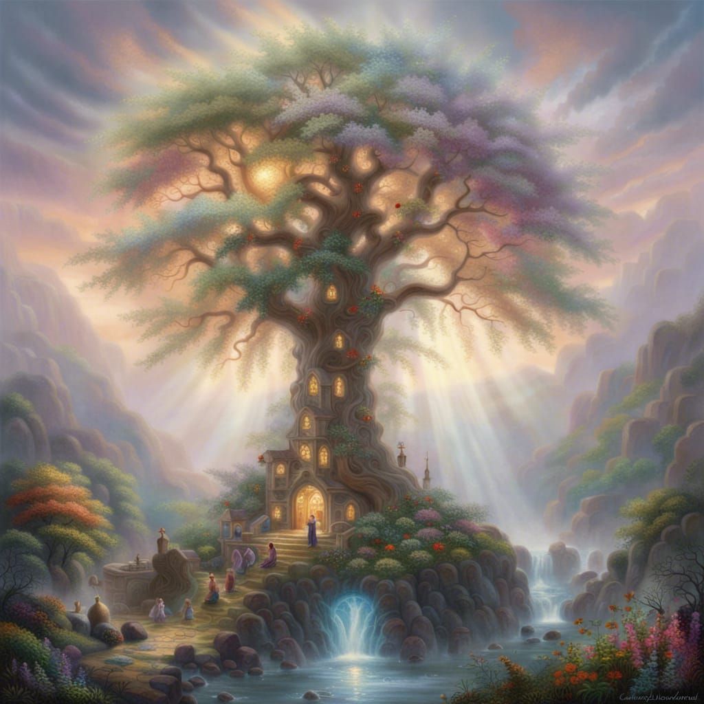 Ethereal Tree of Life in a Luminist Style