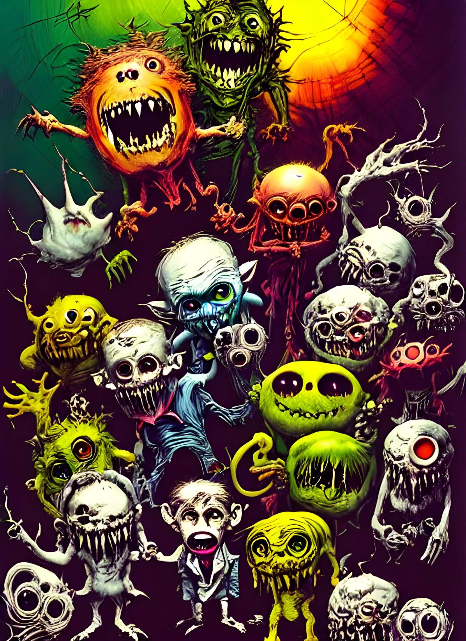 Colourful Chibi Monsters in Sinister Horror Style