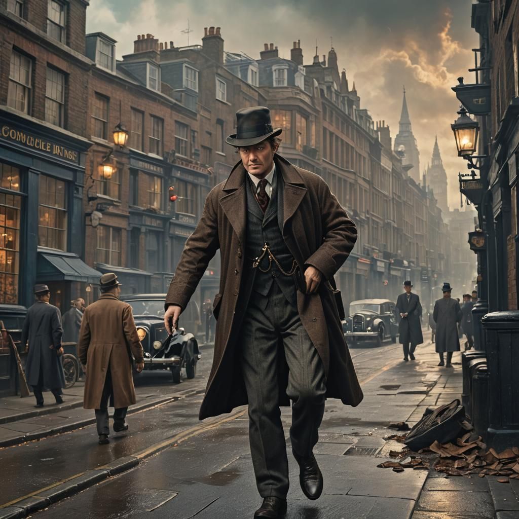 David Hemmings as Sherlock Holmes in London 1940's Action pa...