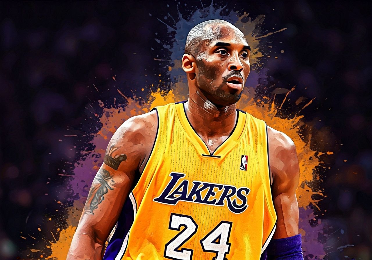 Kobe Bryant in Dynamic Action Digital Art Illustration