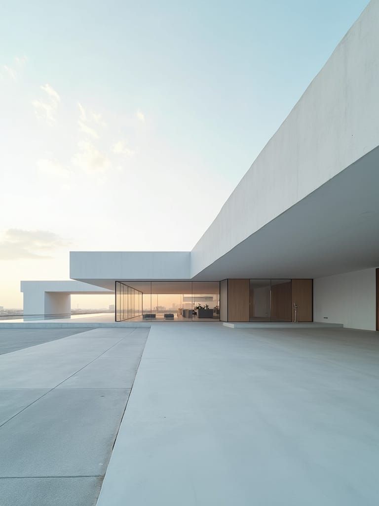 Modern Geometric Architecture in Cinematic Film Still Style