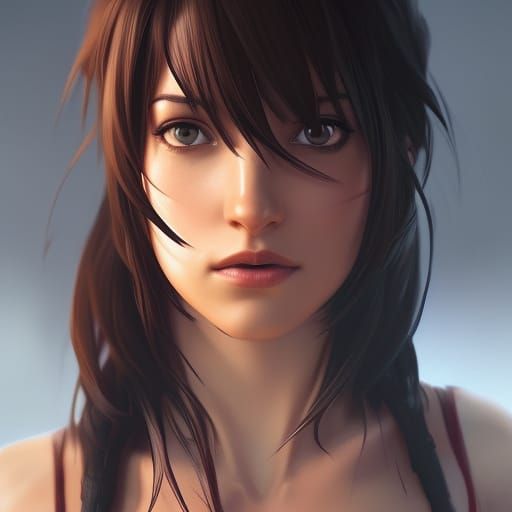 Tifa Lockhart Portrait in Hyperdetailed Art Nouveau Style