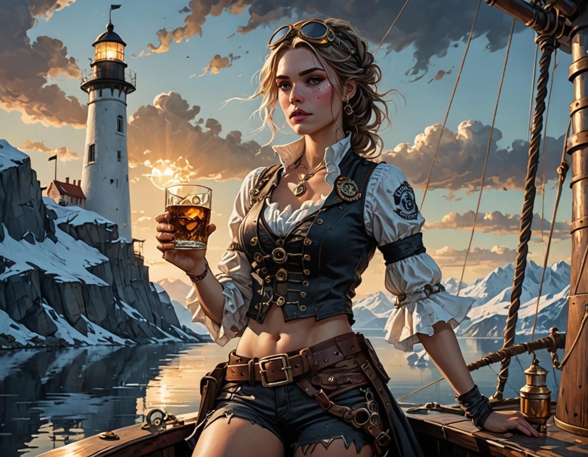 Steampunk Riot Girl and Ice Princess in Fjord