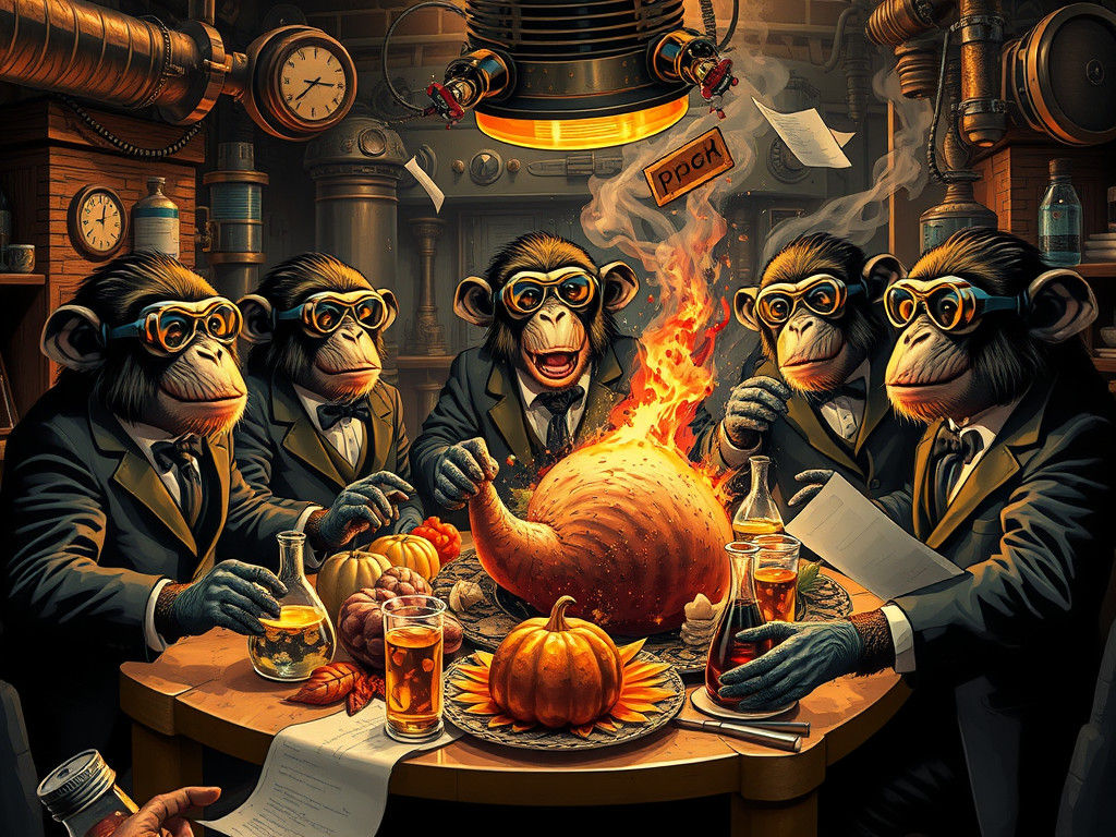 Steampunk Monkeys Celebrate Thanksgiving in Mad Scientist La...
