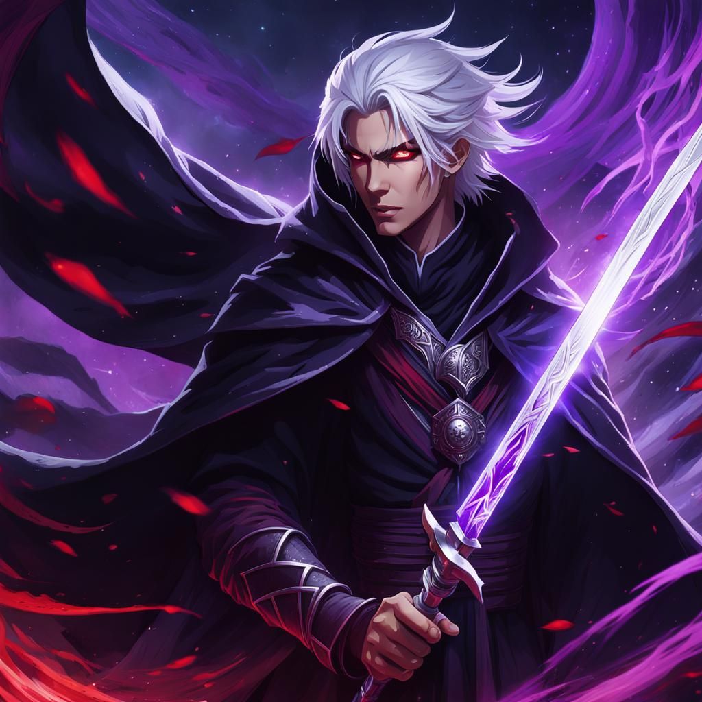 Blood Mage Wielding Ethereal Blades in Anime Style