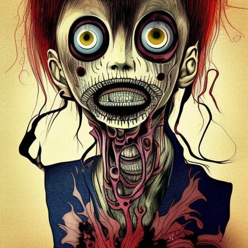 Junji Ito Style Surreal Horror Concept Art