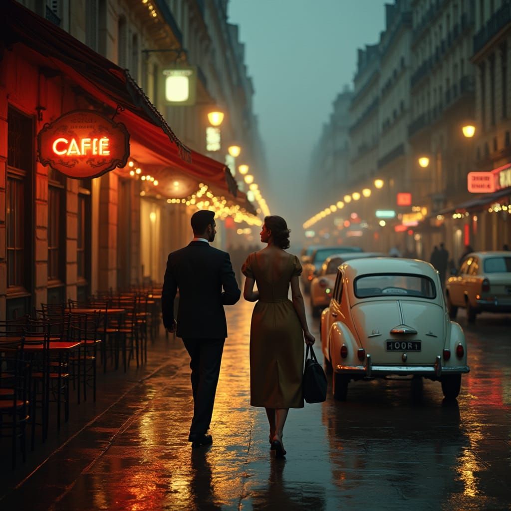 1950s Paris Street Scene with Citroëns