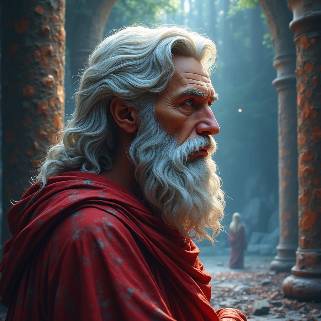 Stoic Philosopher in Hyperrealistic Splash Art Style