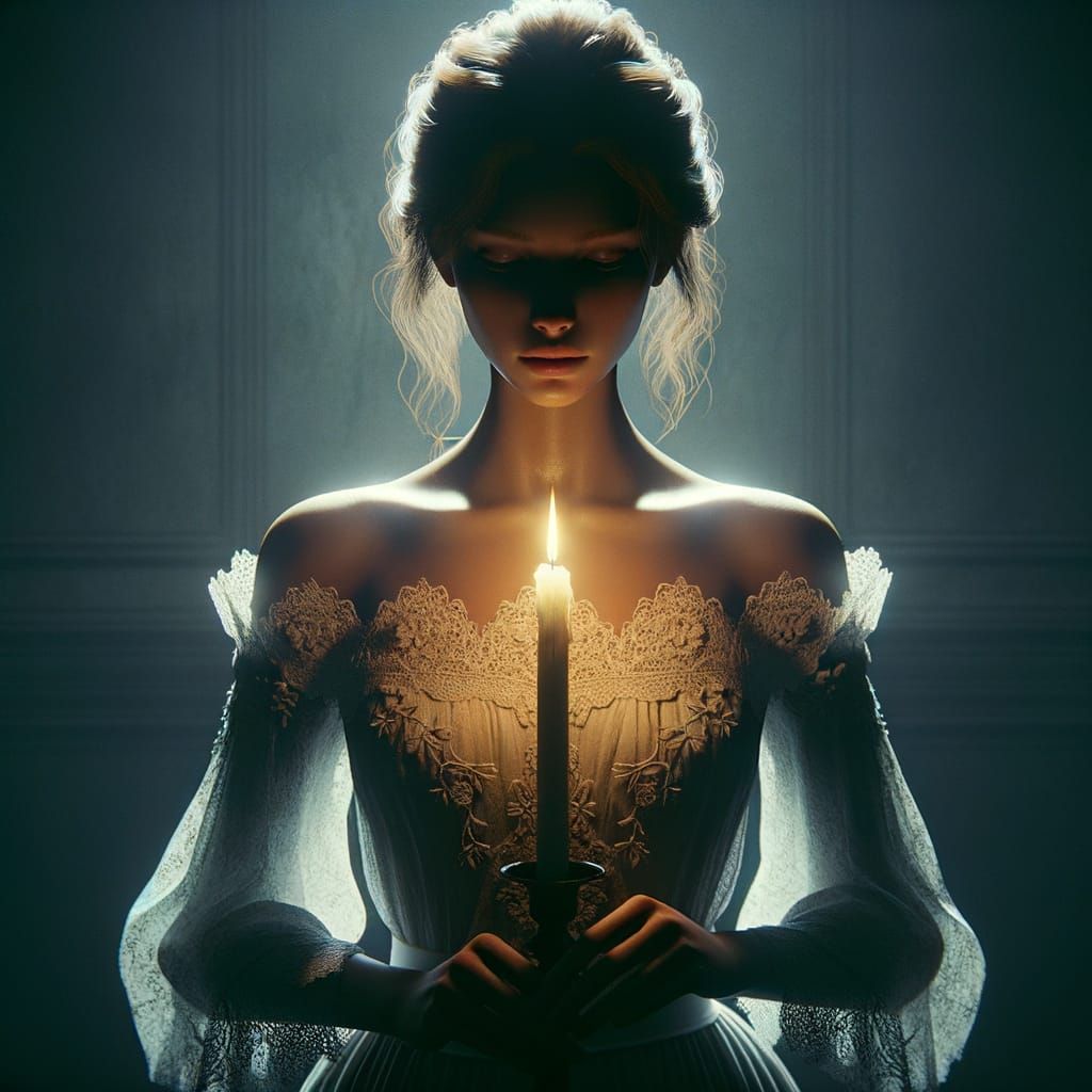 Girl with Glowing Candle: Fantasy Concept Art
