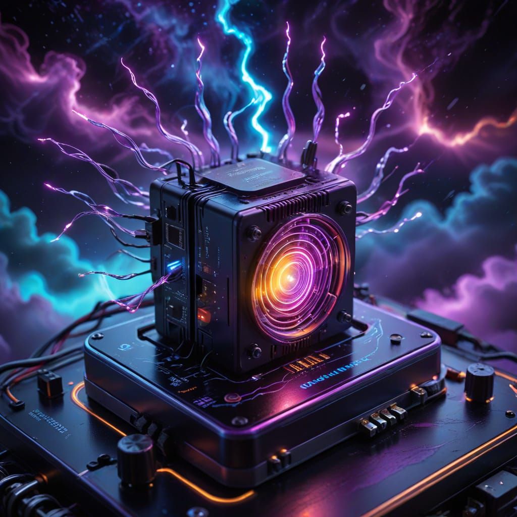 WiFi Router Under Solar Flare Aurora in Digital Painting Sty...