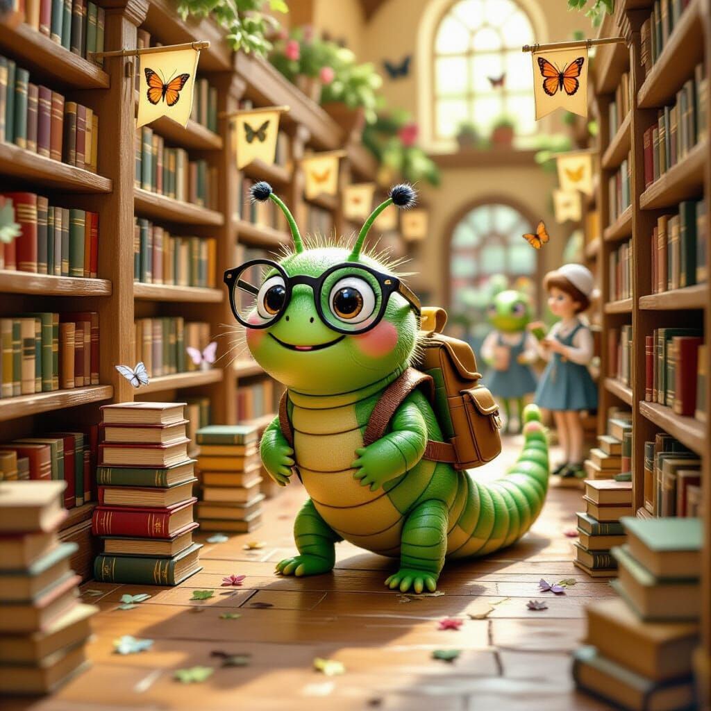 Caterpillar at Insect Book Fair in Fantastical Style