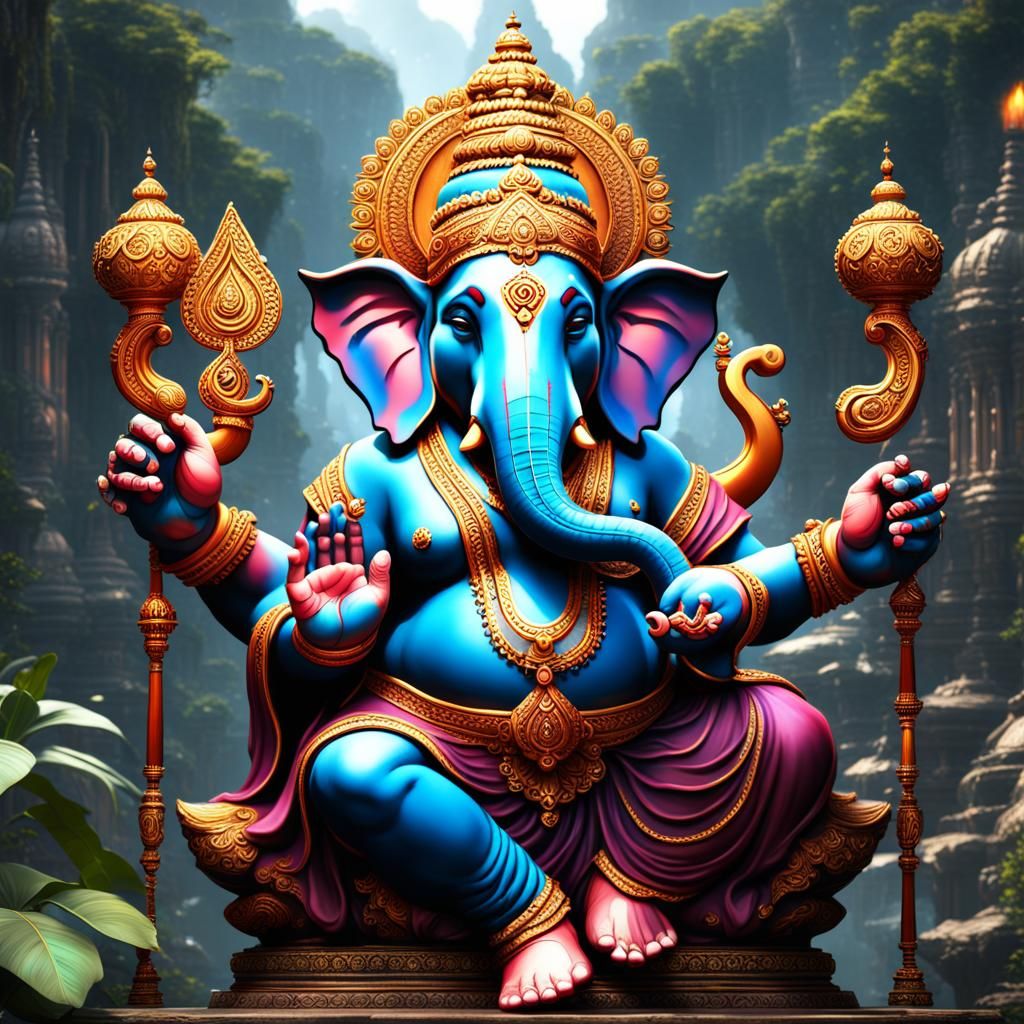 Detailed Matte Painting of Lord Ganesha
