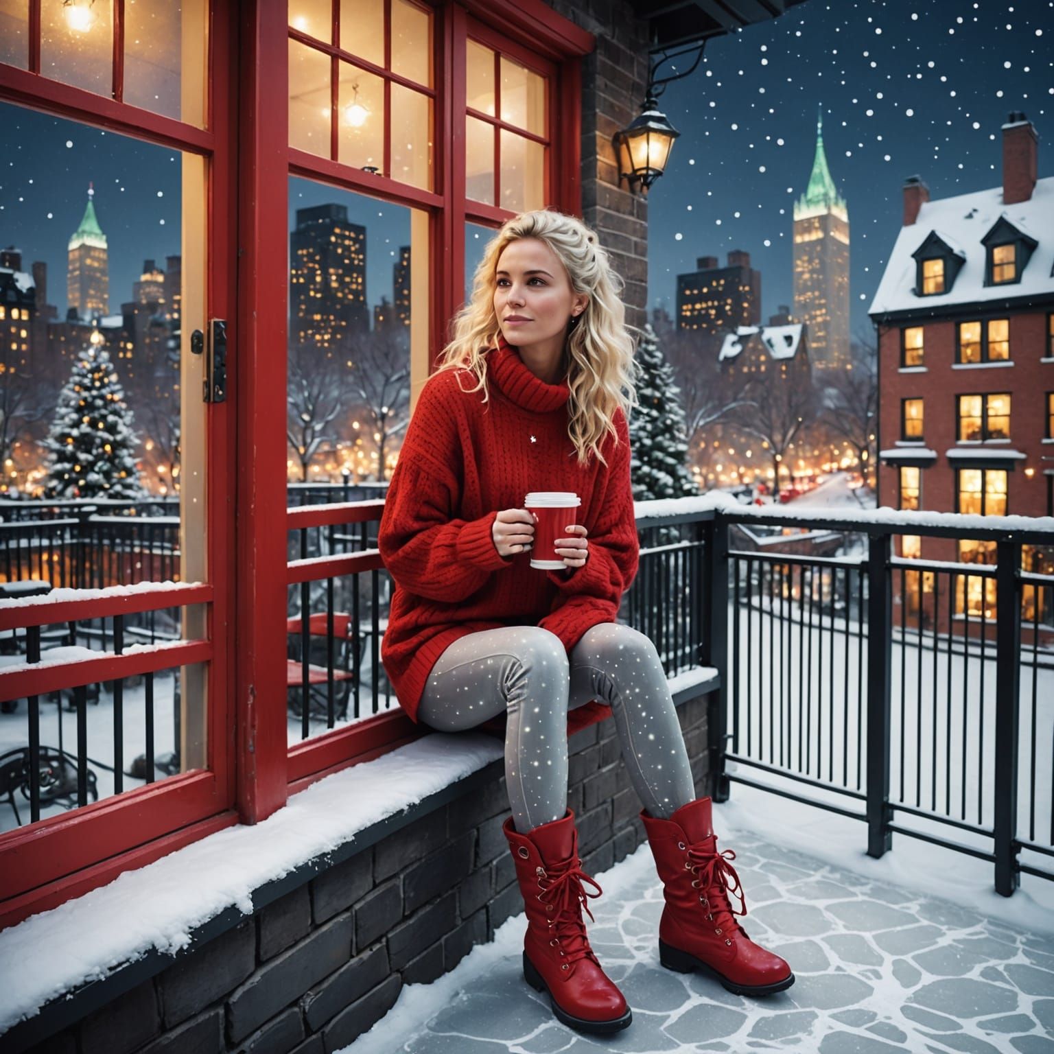 Sunrise Bohemian Punk Woman in Watercolor Style