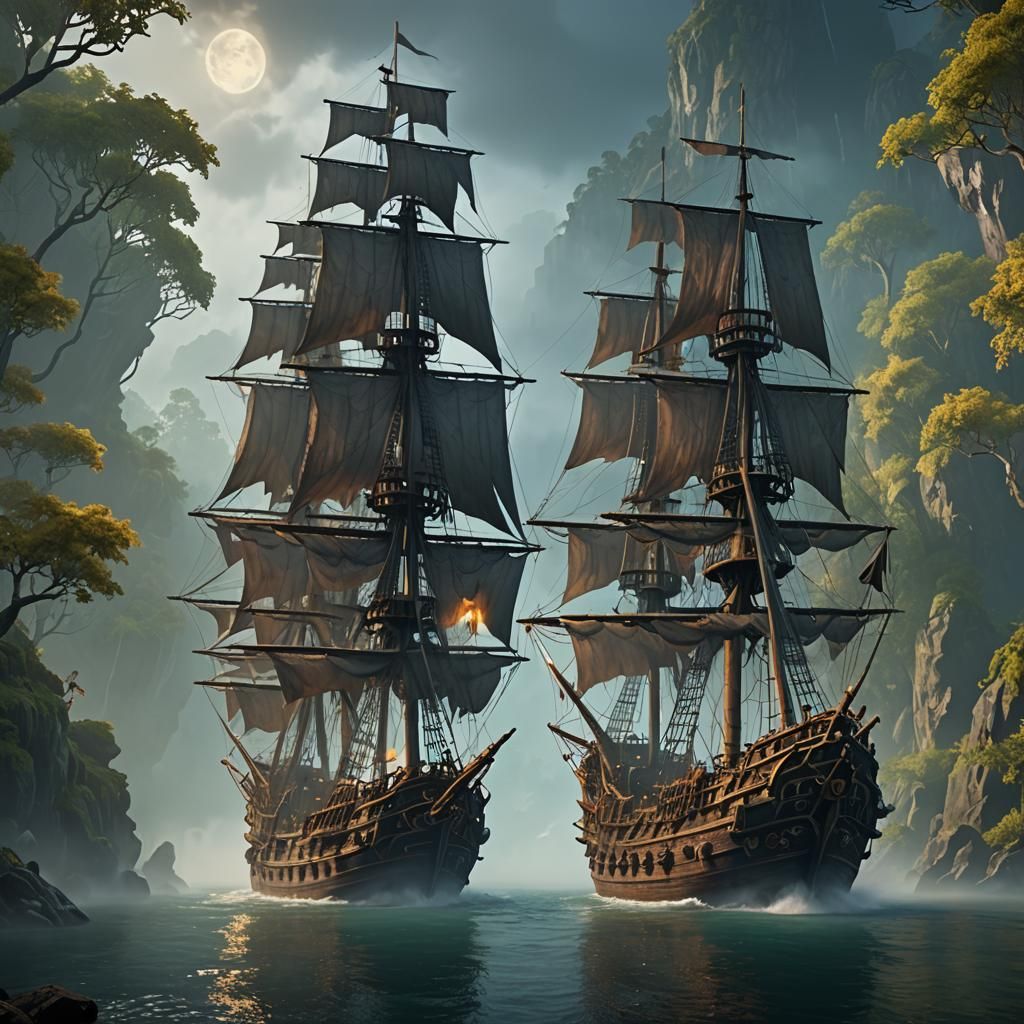 Ghost Pirate Ship on Mysterious Island in Erie